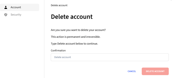 delete account confirmation
