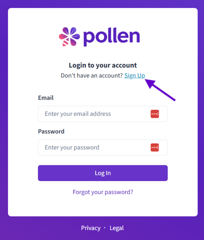 sign up pollen