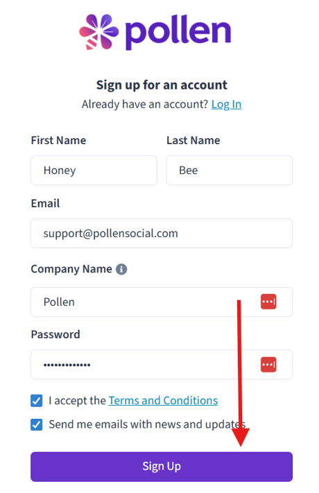 sign up