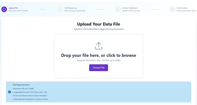 upload your data file